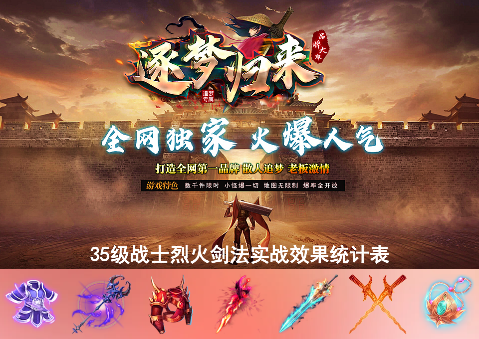 35级战士烈火剑法实战效果统计表